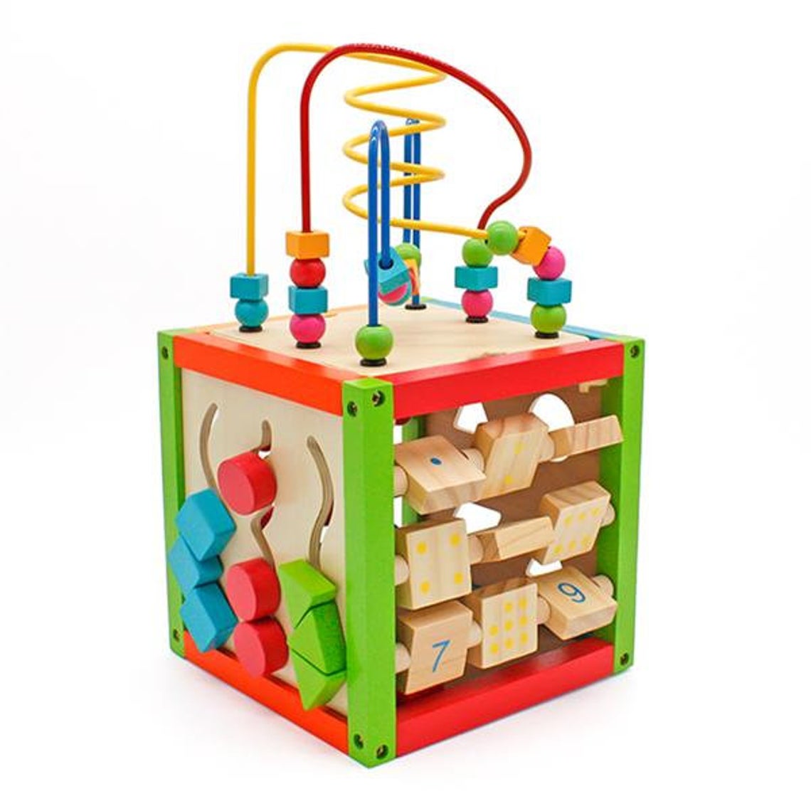 Wooden Learning Bead Maze Cube 5 in 1 Activity Center Educational Toy, gifts for 1 year old - TOYSHIP