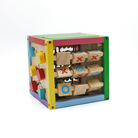 8 x 8 Inch Wooden Learning Bead Maze Cube 5 in 1 Activity Center Educational Toy Montessori Toy