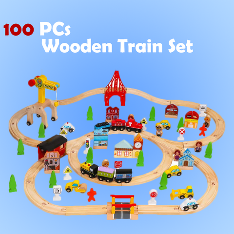Toyship's 100 Piece Wooden Train Set - TOYSHIP