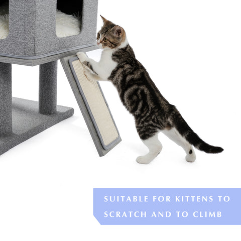 7 Levels 50 Inch Modern Cat Tree Cat Tower with Natural Scratching Posts,Cozy Condo and Extra-Large Top Perch Grey - TOYSHIP