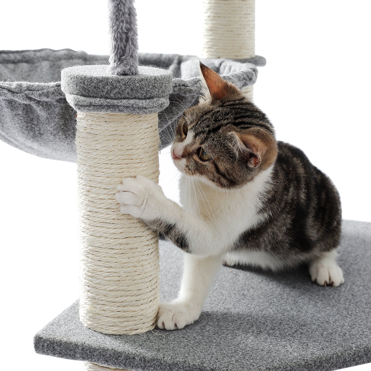 7 Levels 50 Inch Modern Cat Tree Cat Tower with Natural Scratching Posts,Cozy Condo and Extra-Large Top Perch Grey