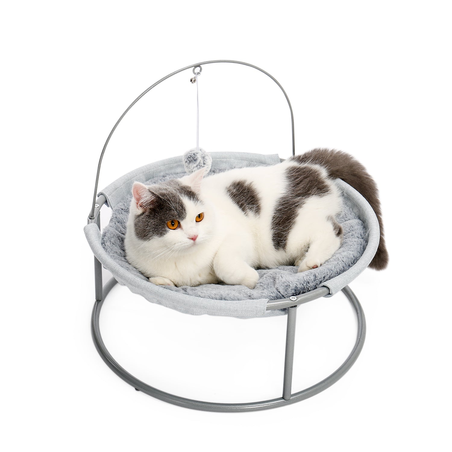 Cat Bed Soft Plush Cat Hammock with Dangling Ball for Cats, Small Dogs Gray - TOYSHIP