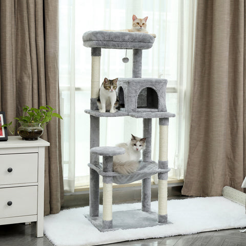 Luxury Cat Tree Cat Tower with Sisal Scratching Post, Cozy Condo, Top Perch, Hammock and Dangling Ball - TOYSHIP