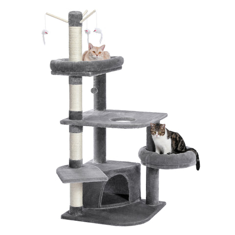 Multi-Functional Large Cat Tree with Super Large Condo, Spacious Top Perch, Sisal Scratching Post and Cat Interactive Toy For Big and Fat Cats - TOYSHIP