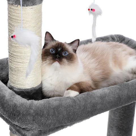 Multi-Functional Large Cat Tree with Super Large Condo, Spacious Top Perch, Sisal Scratching Post and Cat Interactive Toy For Big and Fat Cats - TOYSHIP