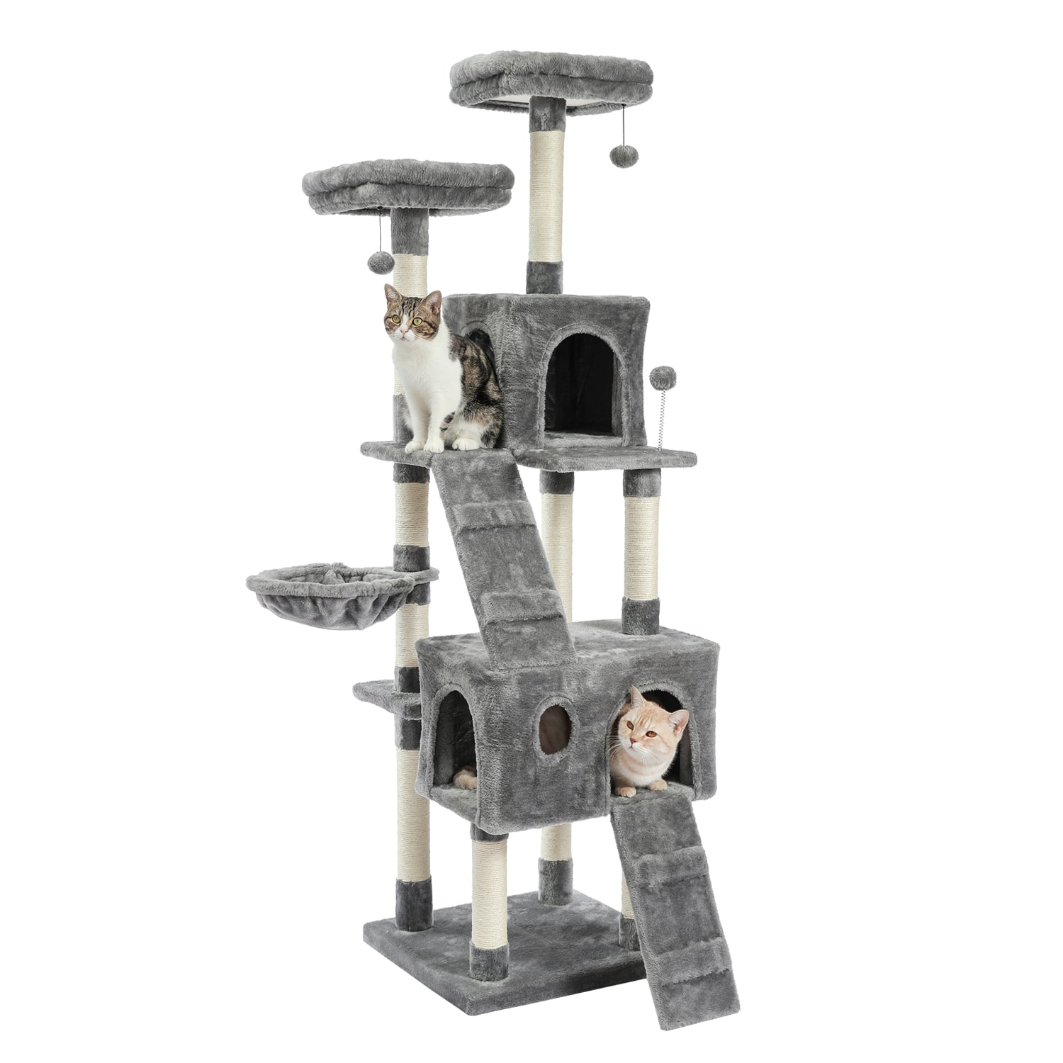 Cat Tree With Scratching Posts Natural Sisals,Kitten Play House With 2 Condos Spacious Perches Cat Climbing Tower Furniture - TOYSHIP