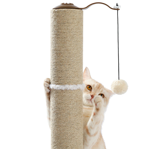 Cat Tree Floor-to-Ceiling Cat Tower Cat Activity Center with Sisal Scratching Post and Cat Condo, Ramp Ladder, Multi-Level Platforms Adjustable Height