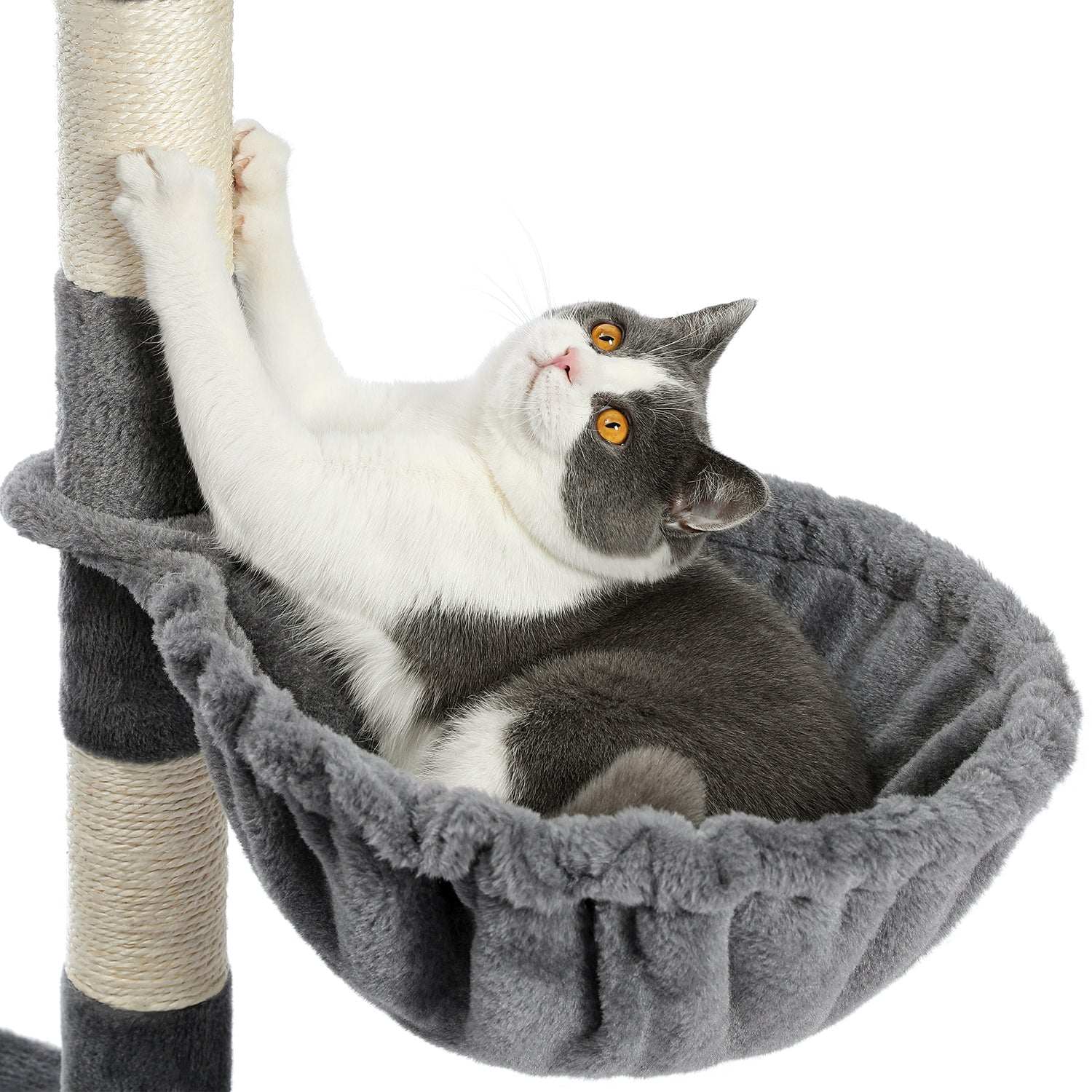 Modern Cat Tree Multi-Level Cat Tower for Large Cats with Spacious Condo, Cozy Hammock, Large Top Perch and Scratching Board for Big Cats