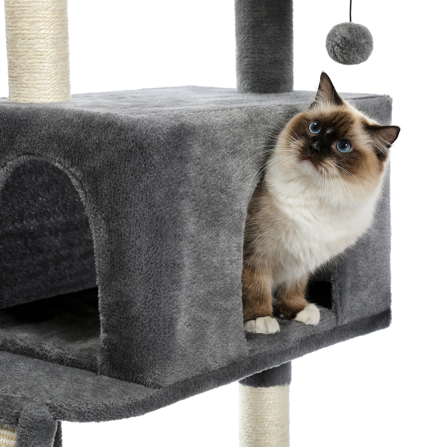 Modern Cat Tree Multi-Level Cat Tower for Large Cats with Spacious Condo, Cozy Hammock, Large Top Perch and Scratching Board for Big Cats - TOYSHIP