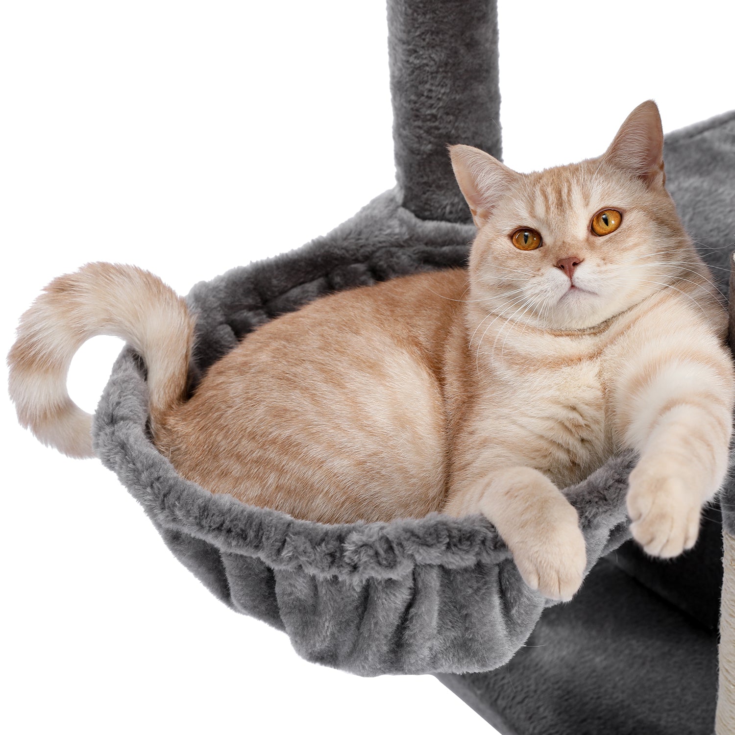Modern Cat Tower Multilevel Cat Play House with Scratching Posts, Large Condo, Hammock, Cozy Top Perch Grey - TOYSHIP