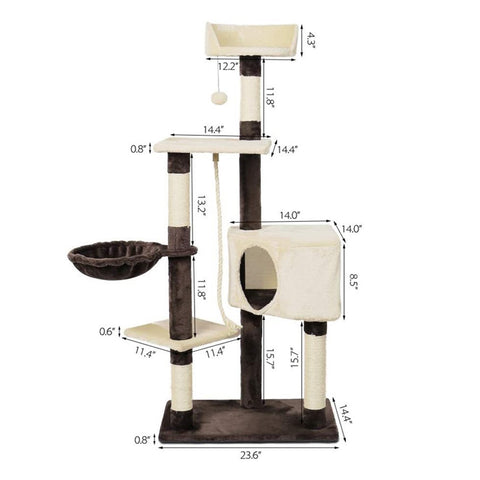 Cat Tree,Kitty Toy Cat Scratching Post Natural Sisals Kitten Activity Tower Condo Stand Luxury Furniture for Small & Medium Cats Beige - TOYSHIP