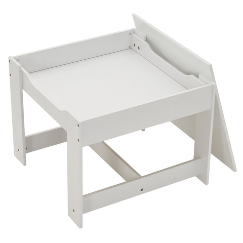 Children's Wooden Table And Chair Set With Two Storage Bags (One Table And Two Chairs) Grey And White - TOYSHIP