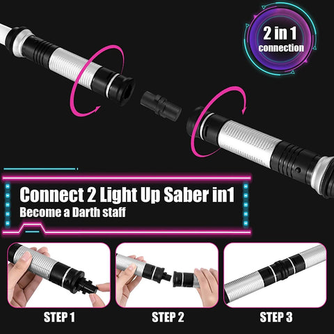 TBGENIUS Lightsaber Kids - 2 Pack - LED Light Up Saber with Sound Retractable 7 Colors Light Saber Sword for Boys Kids Party Favors - TOYSHIP