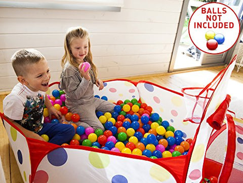 Kids Play Tent, Tunnel and Ball Pit with Basketball Hoop