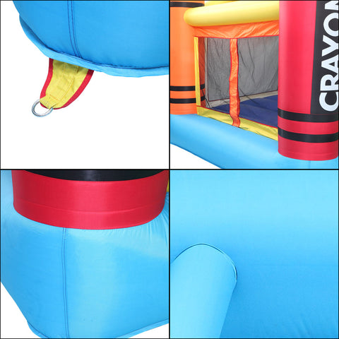 3.7*2.7*2.3m 420D Thick Oxford Cloth Inflatable Bounce House Castle Ball Pit Jumper Kids Play Castle Multicolor - TOYSHIP