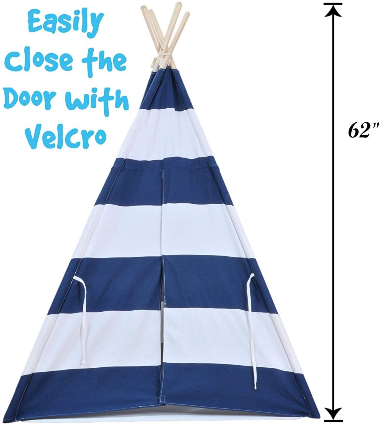 Kids Teepee Tent for Kids, No Toxic Chemicals Added, w/ Carrying Case, Navy Children's Teepee Tent for Boys & Girls, Large Enough Tipi Tents for Adults Toddler Baby Boy Adult Children, Reading Nook