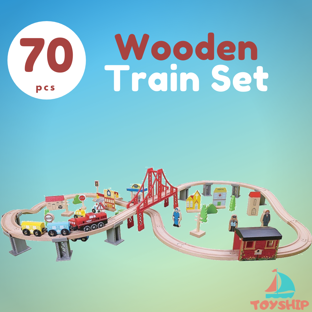 70 Piece Wooden Train Set