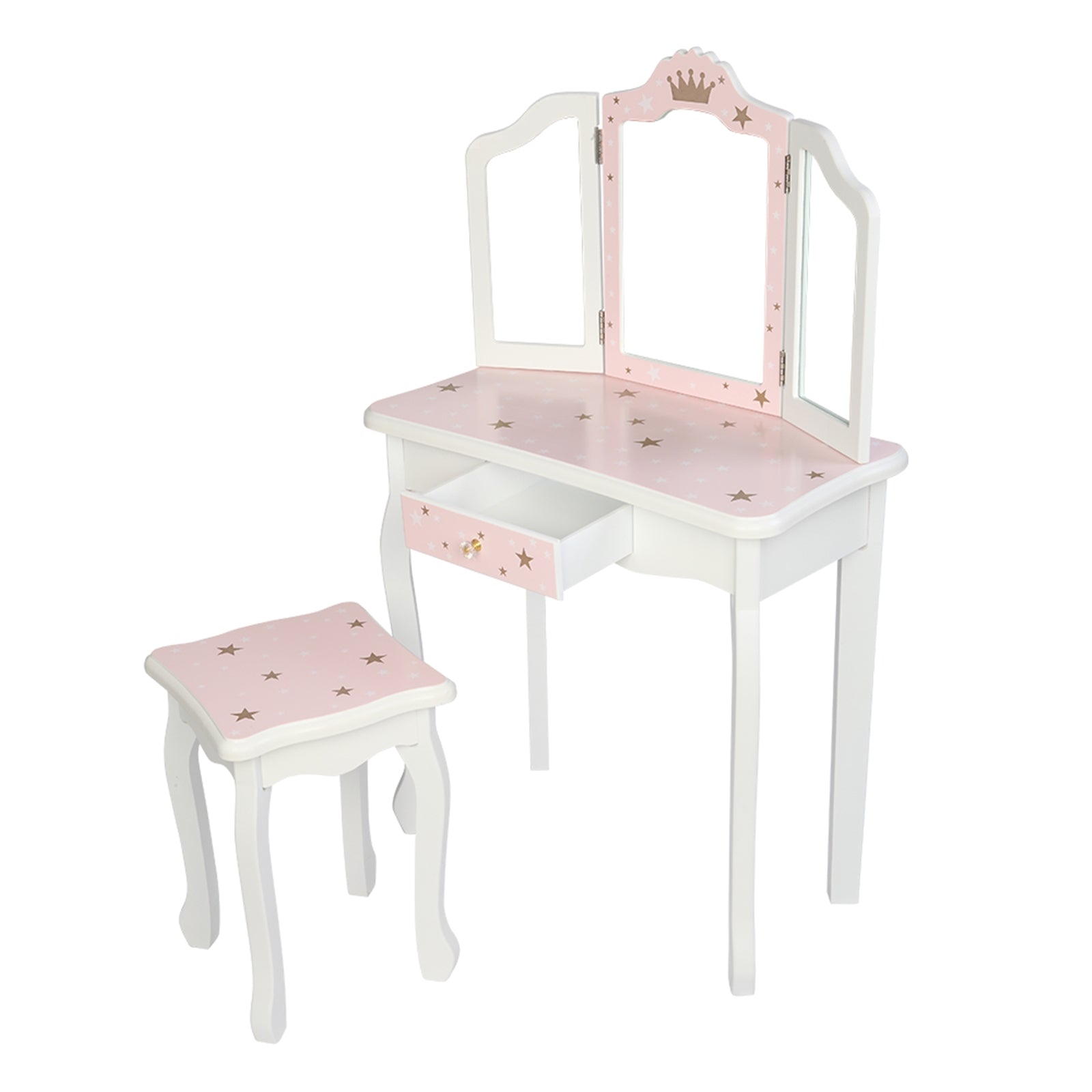 Kids Vanity Wooden Makeup Table and Chair Set - TOYSHIP