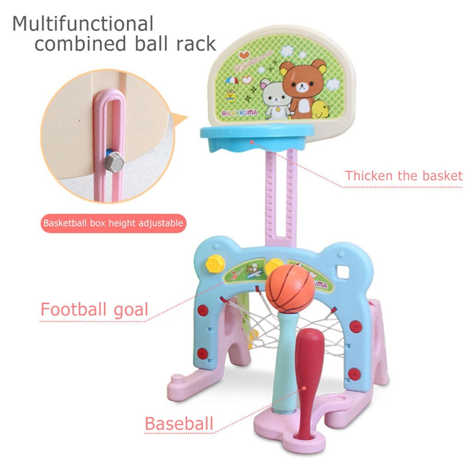 6 In 1 Kids Indoor And Outdoor Slide Swing And Basketball Football Baseball Set - TOYSHIP