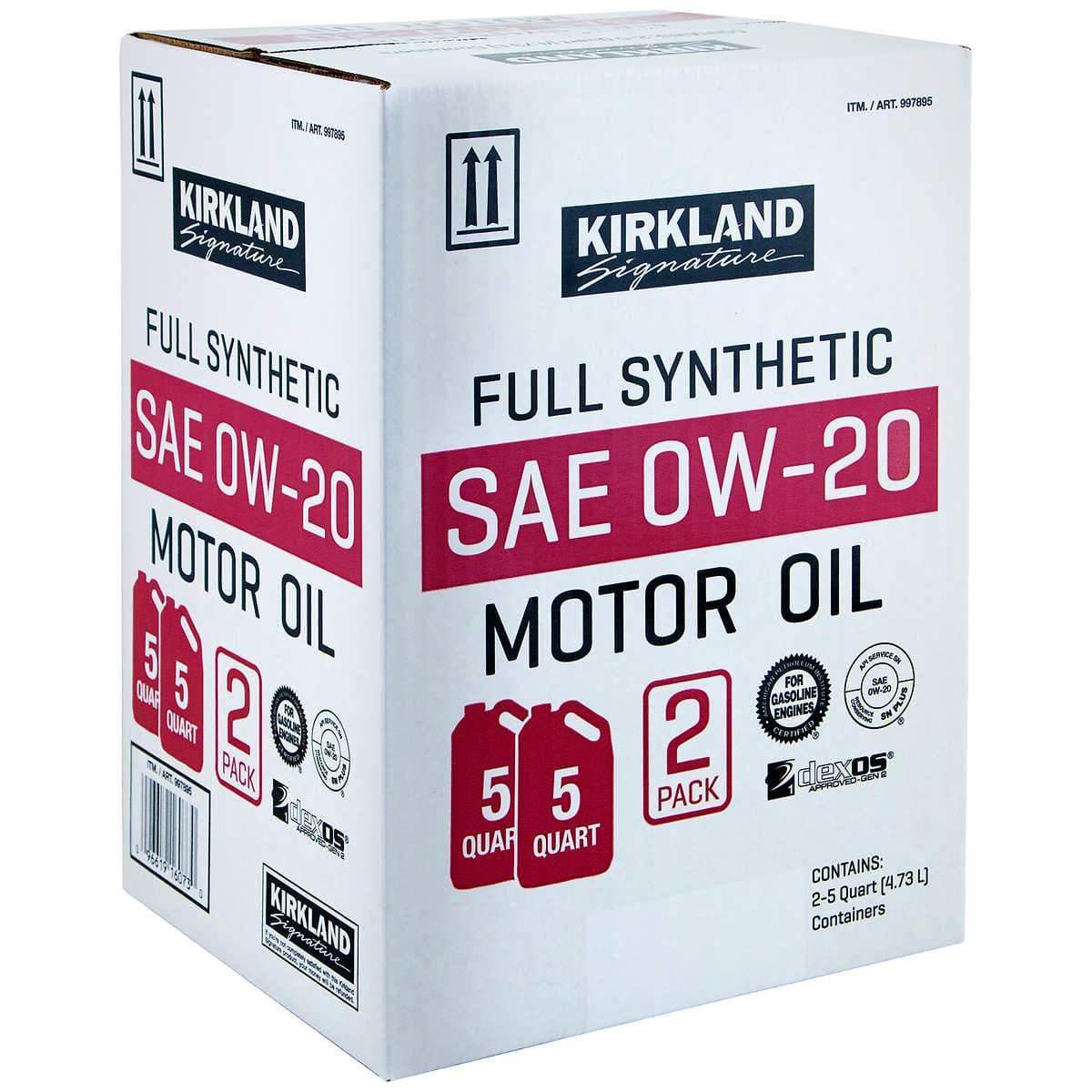 Kirkland Signature 0W-20 Full Synthetic Motor Oil 5-quart, 2-Bottles - TOYSHIP