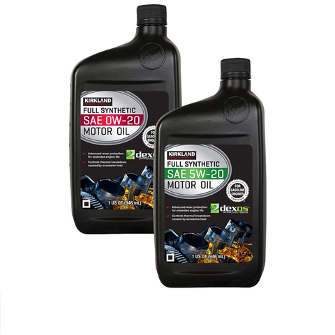 Kirkland Signature 1-Quart 0W20 and 5W20 Full Synthetic Motor Oil, 12-Bottles