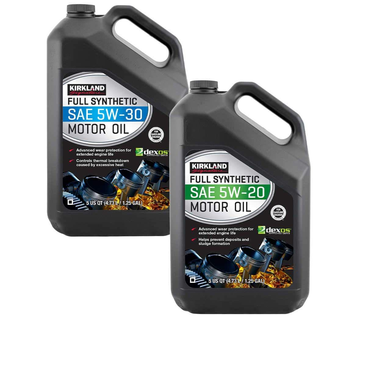 Kirkland Signature 5-Quart 5W20 and 5W30 Full Synthetic Motor Oil, 4 Bottles - TOYSHIP