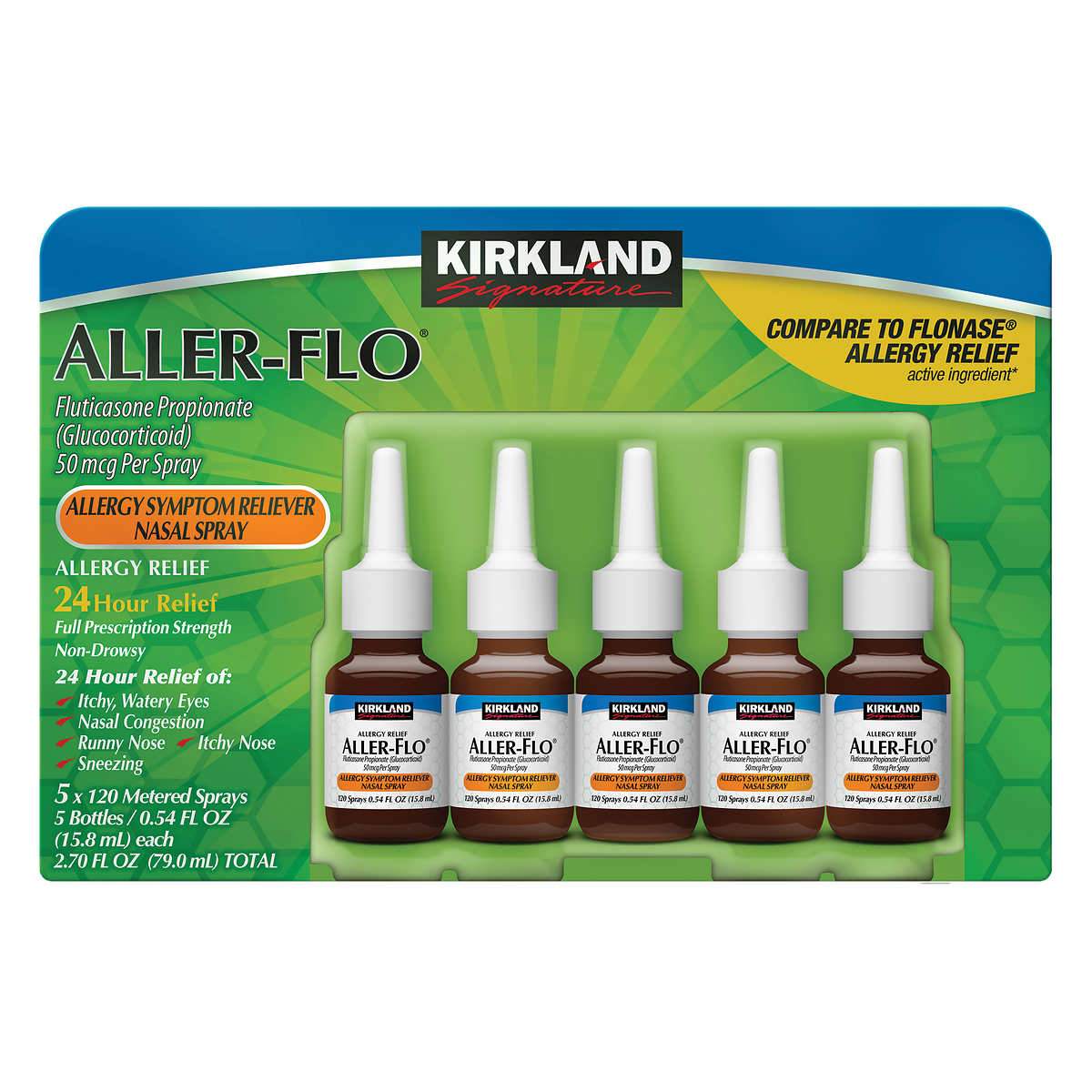 Kirkland Signature Aller-Flo 50mcg. Allergy Spray, 5 Bottles