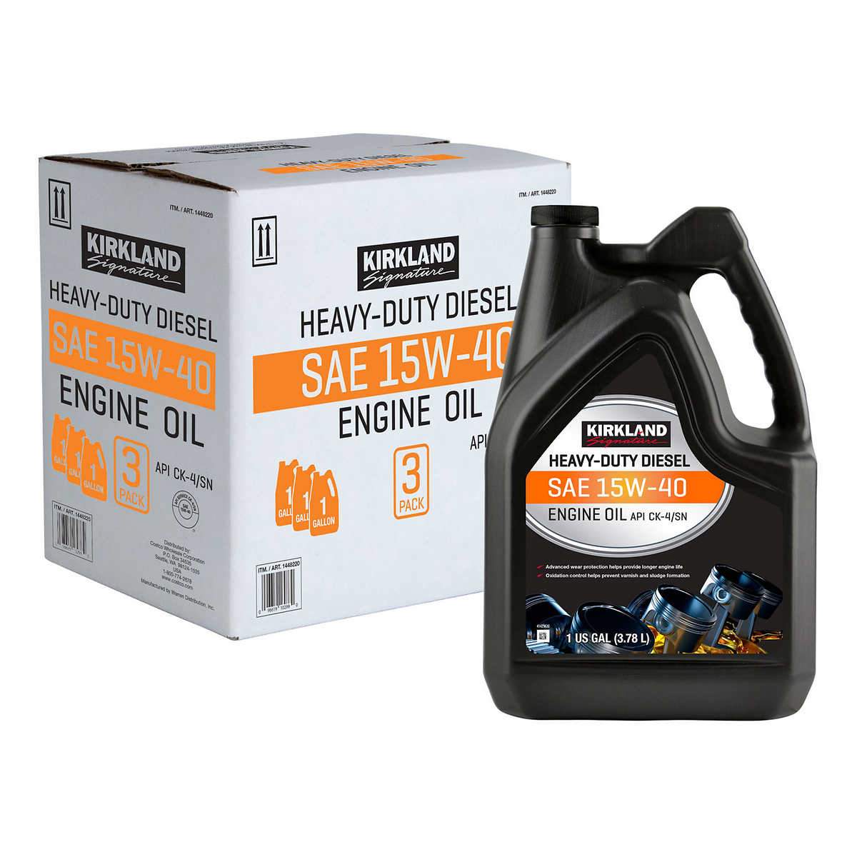 Kirkland Signature Heavy Duty Diesel 15W-40 Motor Oil 1-Gallon, 3-Bottles - TOYSHIP