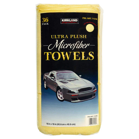 Kirkland Signature Ultra Plush Microfiber Towel, Yellow, 16 in x 16 in, 36-count