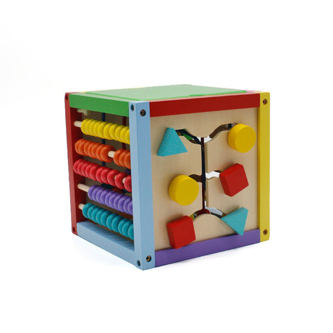 8 x 8 Inch Wooden Learning Bead Maze Cube 5 in 1 Activity Center Educational Toy Montessori Toy