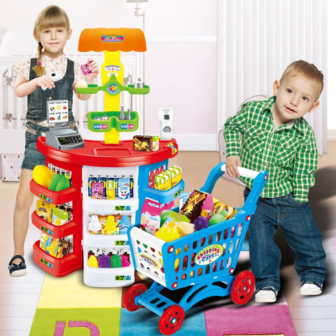 hopping Grocery Play Store For Kids With Shopping Cart And Scanner