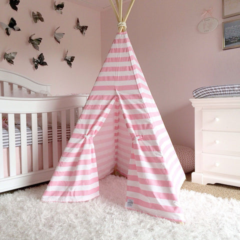 Teepee Tents for Kids - Pink Stripes