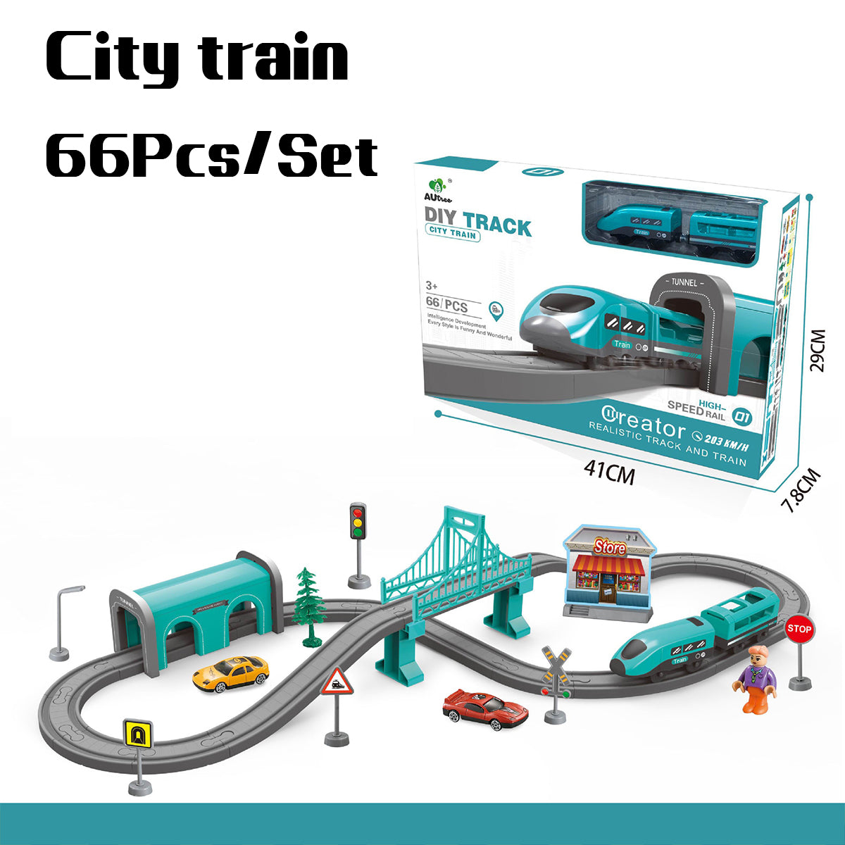 66/92 Pcs Multi-style DIY Assembly Track Train Increase Parent-child Interaction Toy Set with Sound Effect for Kids Gift - TOYSHIP