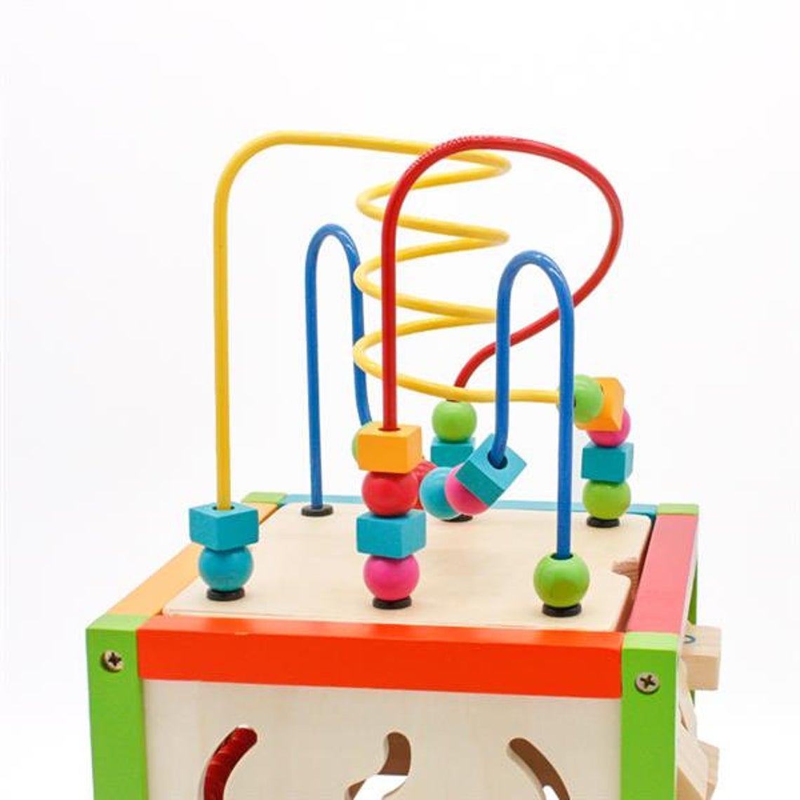 Wooden Learning Bead Maze Cube 5 in 1 Activity Center Educational Toy, gifts for 1 year old