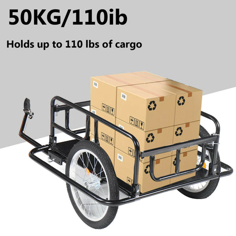 Folding Steel Frame Bicycle Bike Trailer Cargo Luggage Cart Carrier 110lb Hauler - TOYSHIP