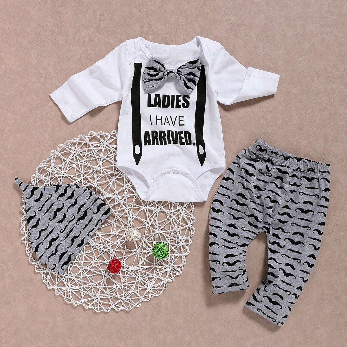 Baby Boy Coming Home Outfit - Ladies i have arrived Romper, Pants & Hat