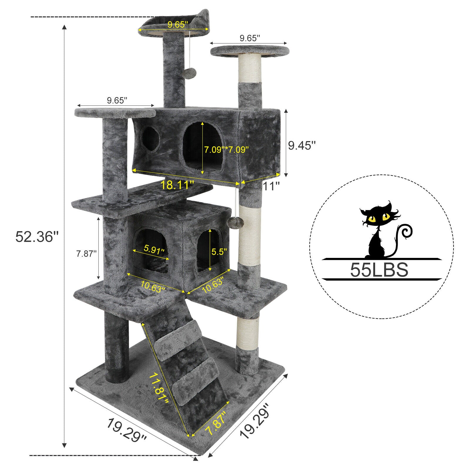 53" STURDY Cat Tree Tower Activity Center Large Playing House Condo For Rest - TOYSHIP