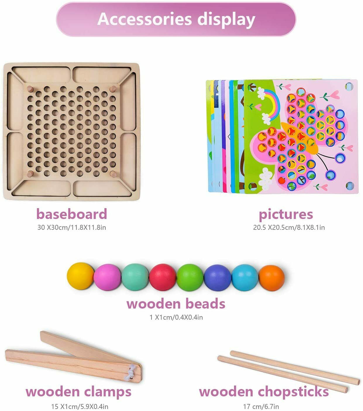 Wooden Kids Montessori Preschool Educational Learning Building blocks Busy Board