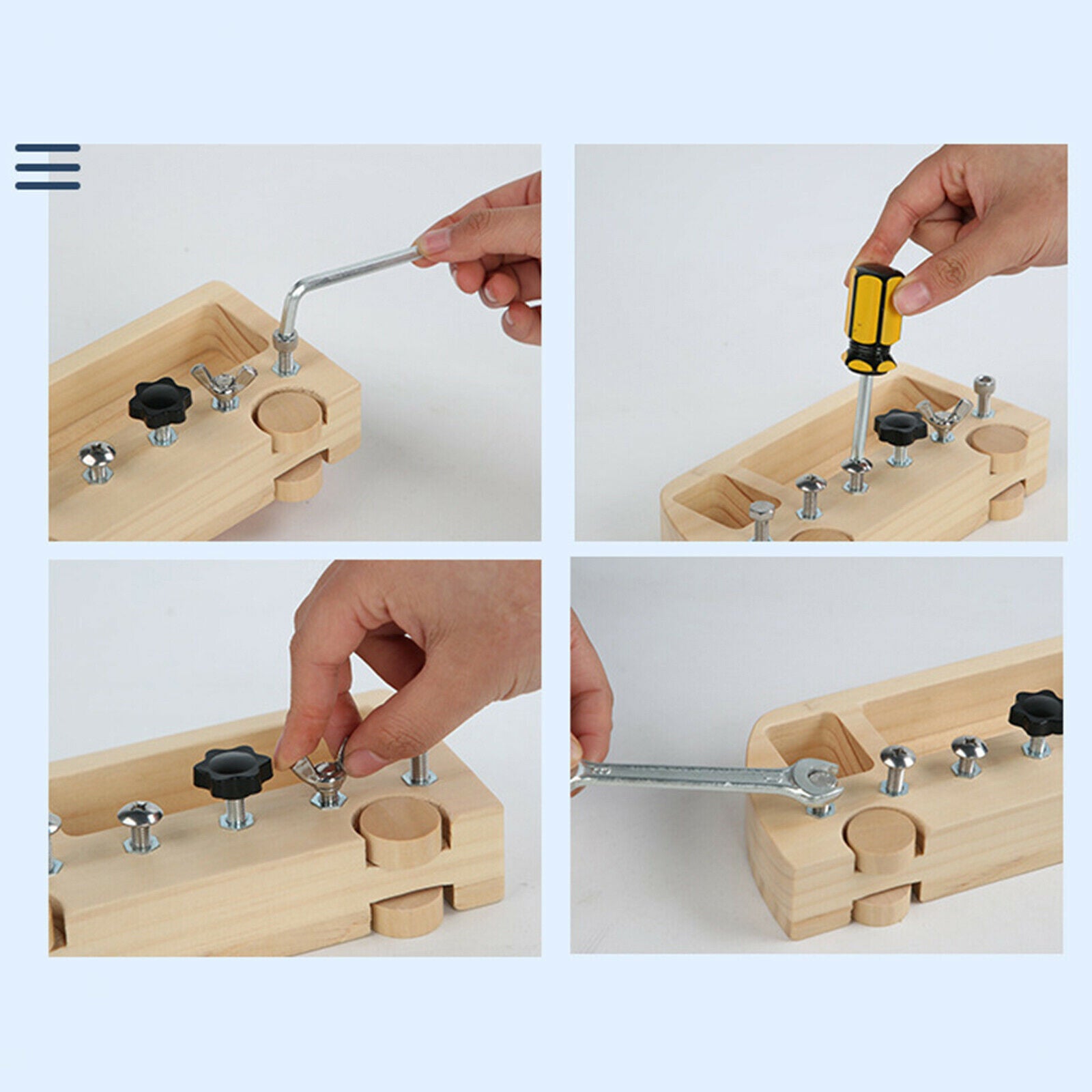 Montessori Screw Driver Board Toddlers Educational Sensory Toys Wooden Toy