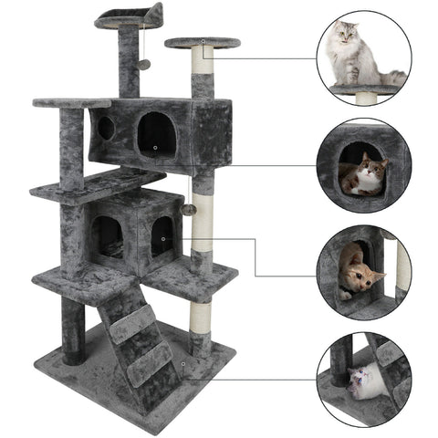 53" STURDY Cat Tree Tower Activity Center Large Playing House Condo For Rest - TOYSHIP