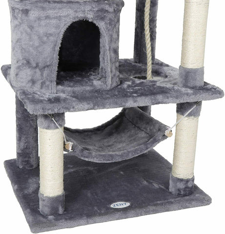 57" Cat Tree Condo Pet Furniture Activity Tower Play House with Perches Hammock