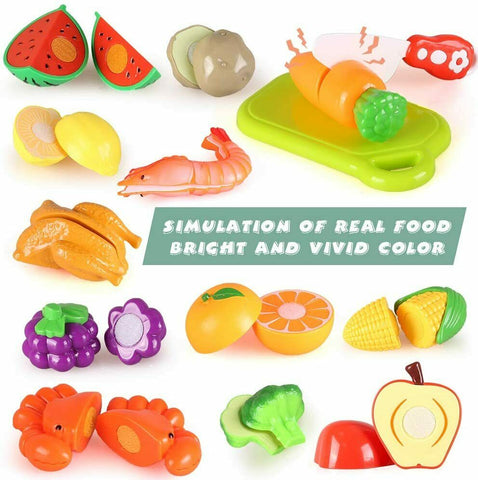 Cutting Pretend Play Food Toy Kitchen Set Learning Toys For Toddlers Boys Girls