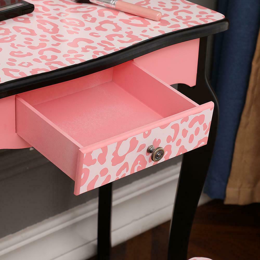 Kids Vanity Table and Stool Set with Drawer Dressing Table Pink Girls Gifts