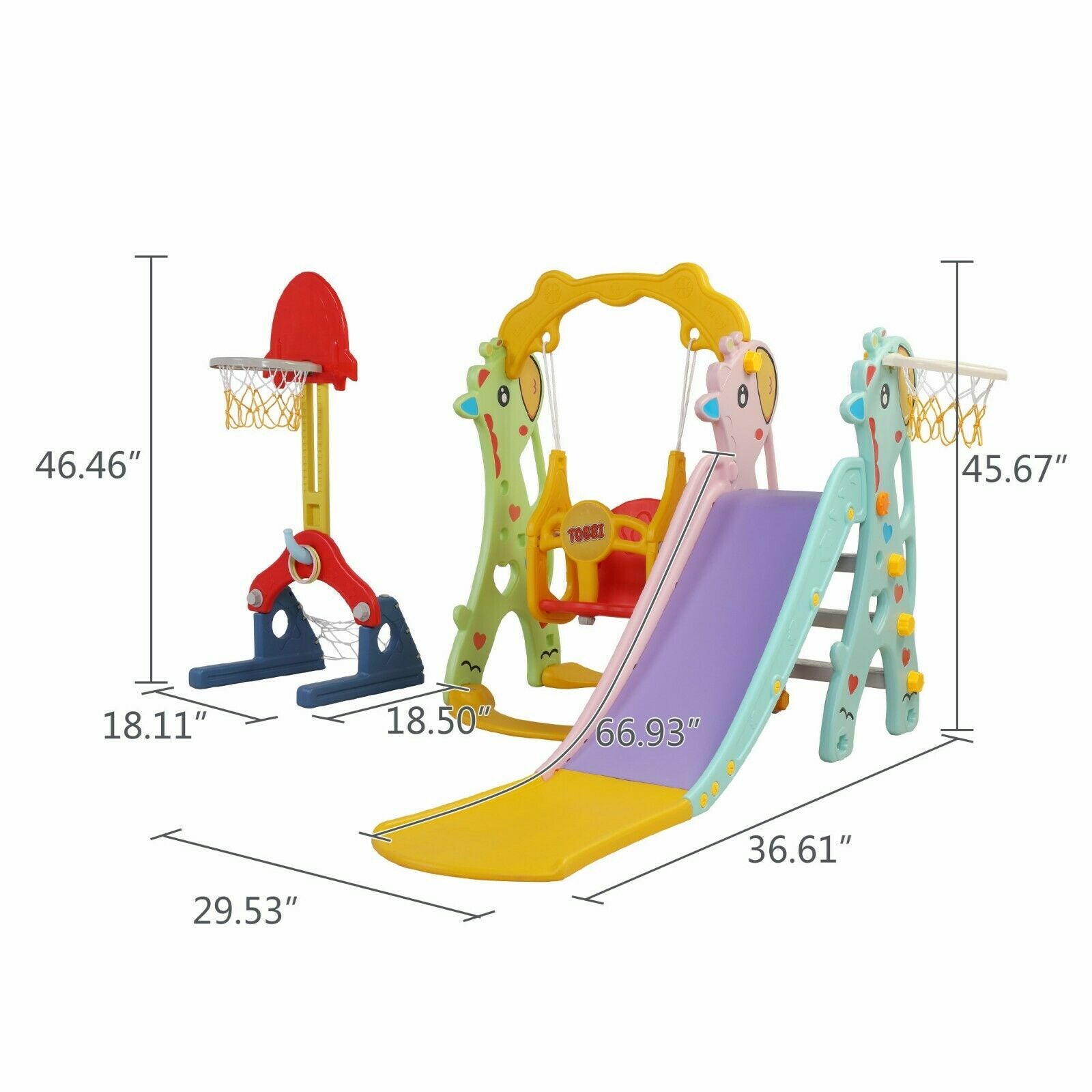 5 in 1 Toddler Slide and Swing Set, Kids Climber Activity Center Playset Outdoor - TOYSHIP