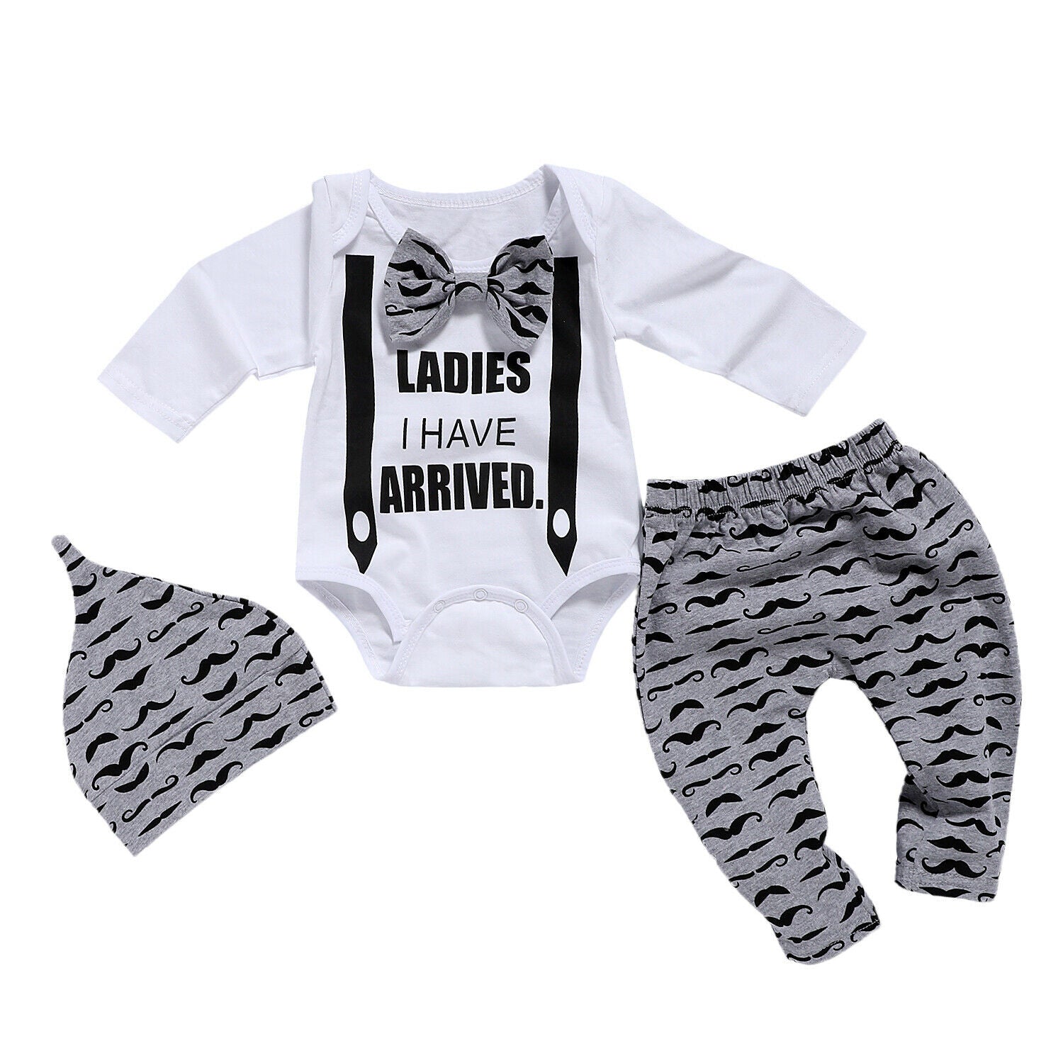 Baby Boy Coming Home Outfit - Ladies i have arrived Romper, Pants & Hat