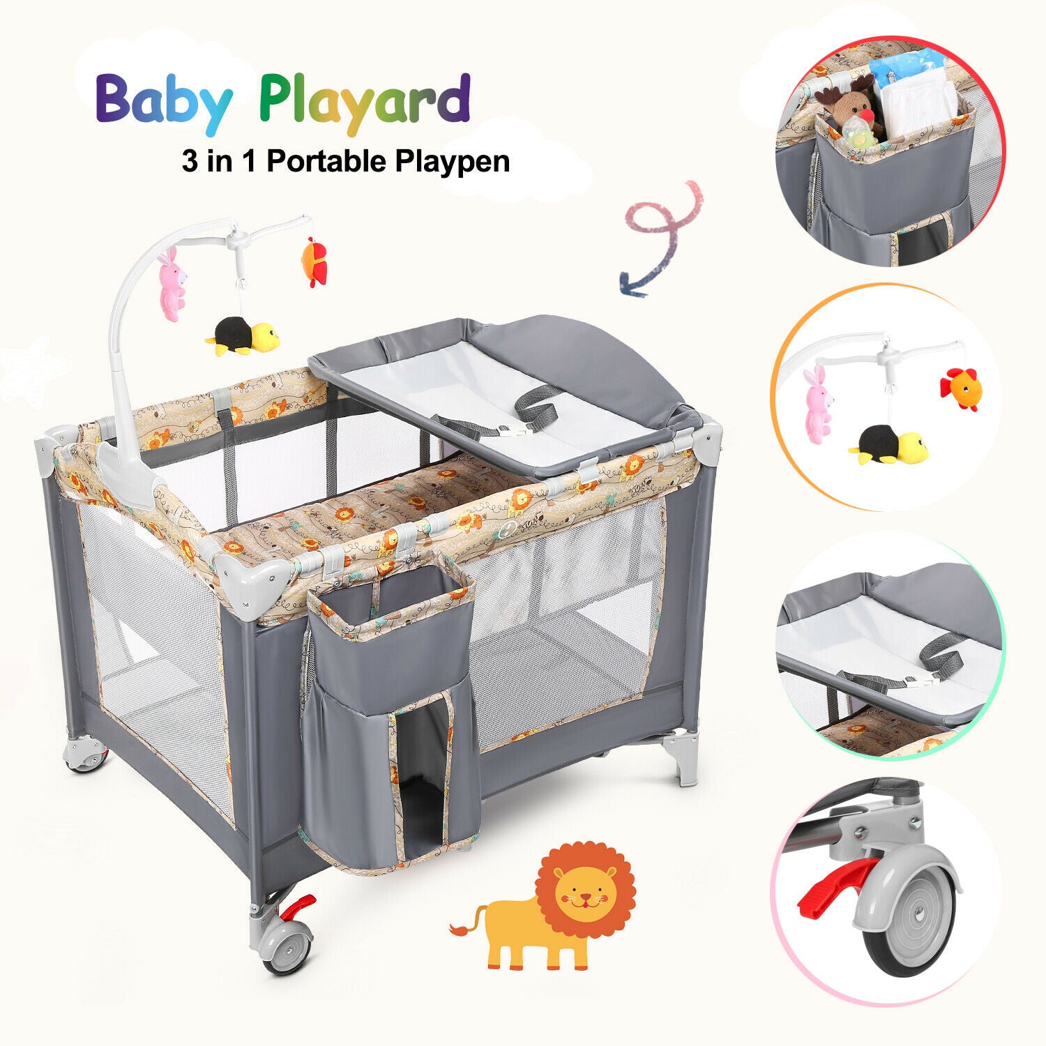 Toyship's Baby Crib - Gray
