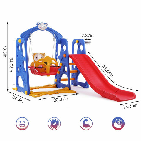 4 in 1 Kids Slide Swing Set - TOYSHIP