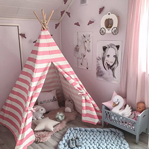 Teepee Tents for Kids - Pink Stripes