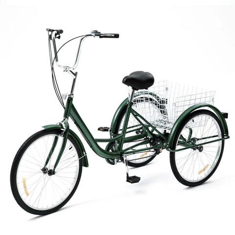 8 Speed Adult Tricycle Trike Cruise 3-Wheel Bike with Large Basket - TOYSHIP